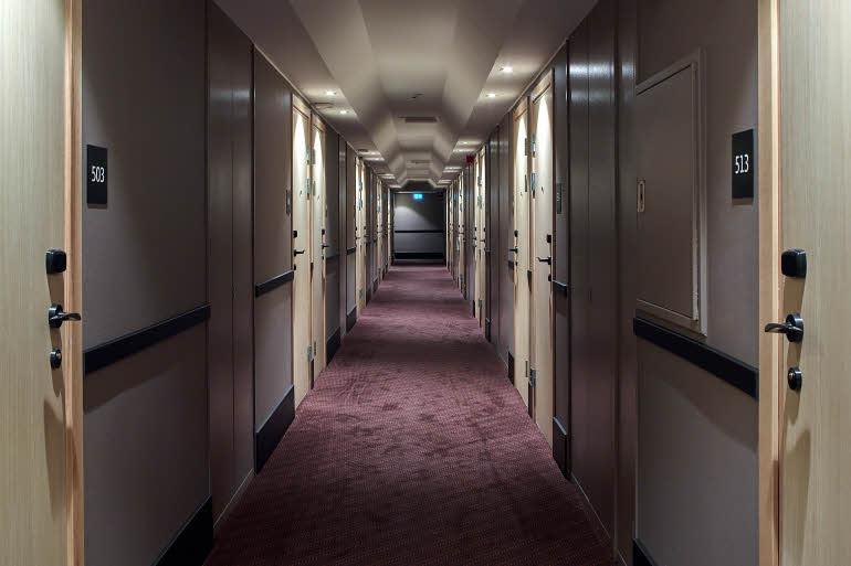 Corridor at room floor at Scandic Klara in Stockholm sweden