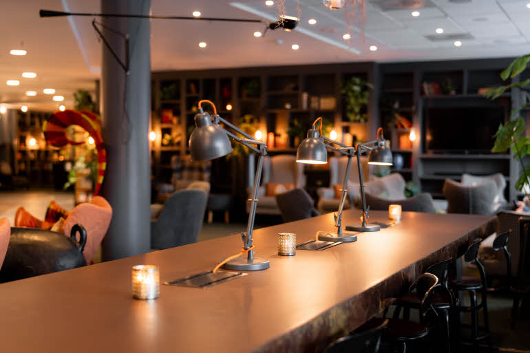 lobby at scandic byporten in oslo norway