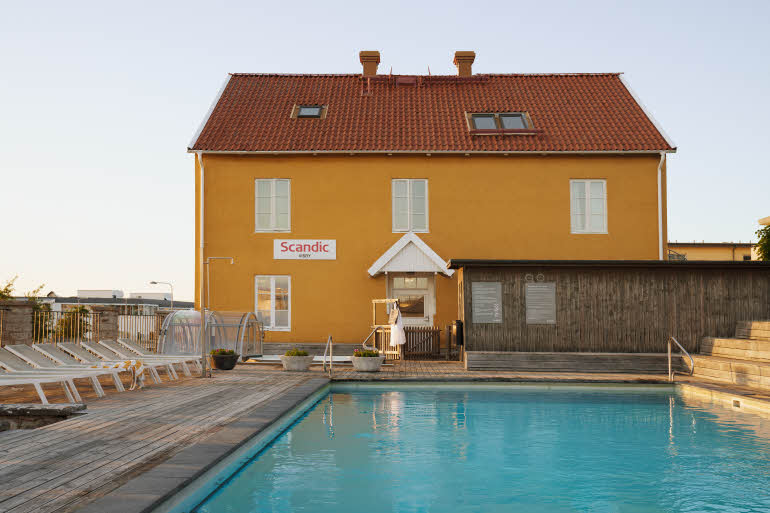 Pool overview at Scandic Visby
