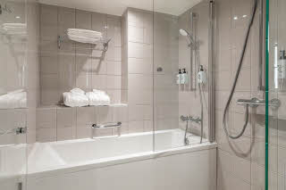 guest room bathroom at scandic lahti city