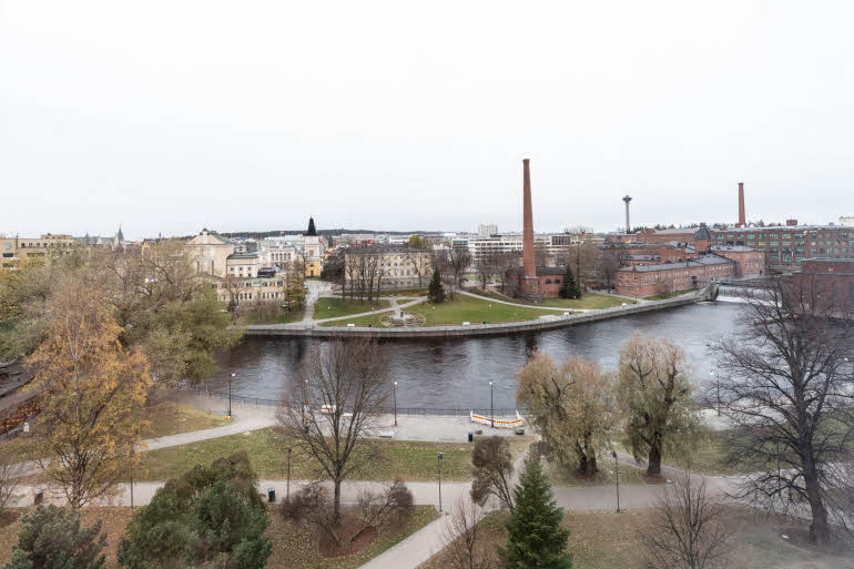 view from superior room at scandic tampere koskipuisto hotel in finland
