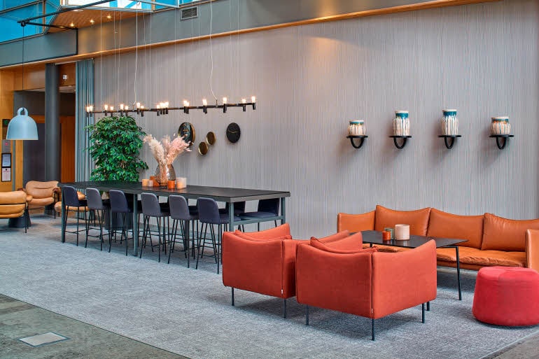 lobby at scandic molndal in gothenburg sweden