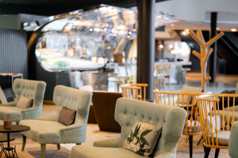 lobby at scandic fornebu in oslo norway