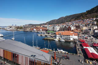 View from higher floor Scandic Torget Bergen