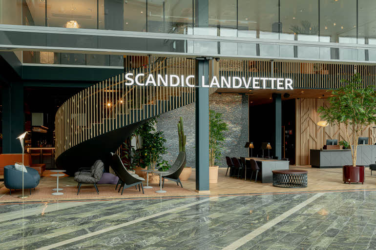 Lobby at Scandic Landvetter in Gothenburg