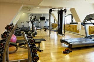 Gym of  Scandic Copenhagen with training equipment