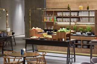 breakfast buffet at scandic frankfurt museumsufer in germany