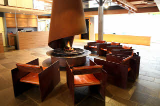 Stiklestad Hotel, Verdal, reception, fireplace