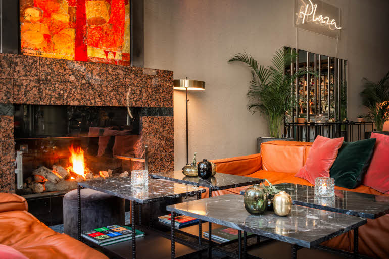 Lobby Fireplace Scandic Plaza Umea