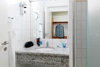 standard bathroom at scandic silkeborg in denmark