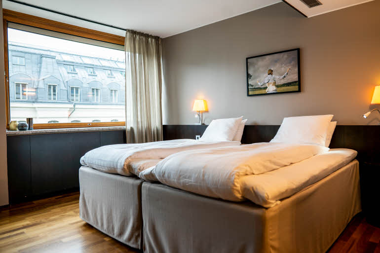 Beds in Standard room at Scandic Anglais in Stockholm