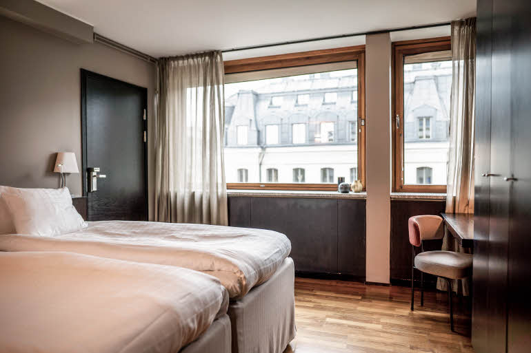 Standard room window Scandic Anglais in Stockholm