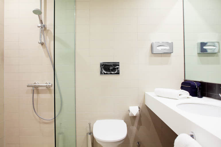 superior bathroom at scandic aarhus city in denmark