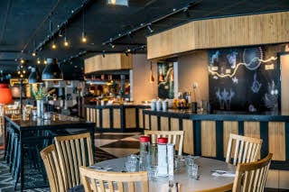 Restaurant set table Scandic Umea Syd Sweden
