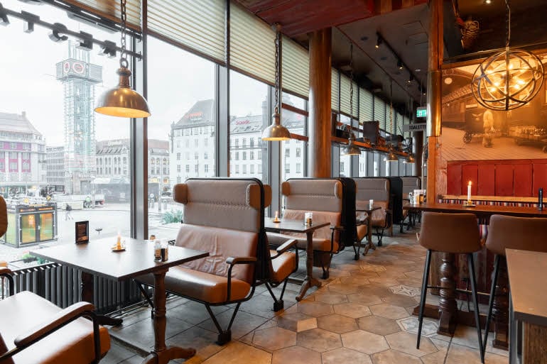 breakfast area at scandic byporten in oslo norway
