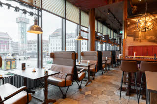 breakfast area at scandic byporten in oslo norway