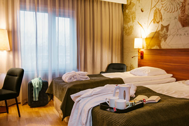 Scandic Uppsala Nord, twin room, robe, water boiler