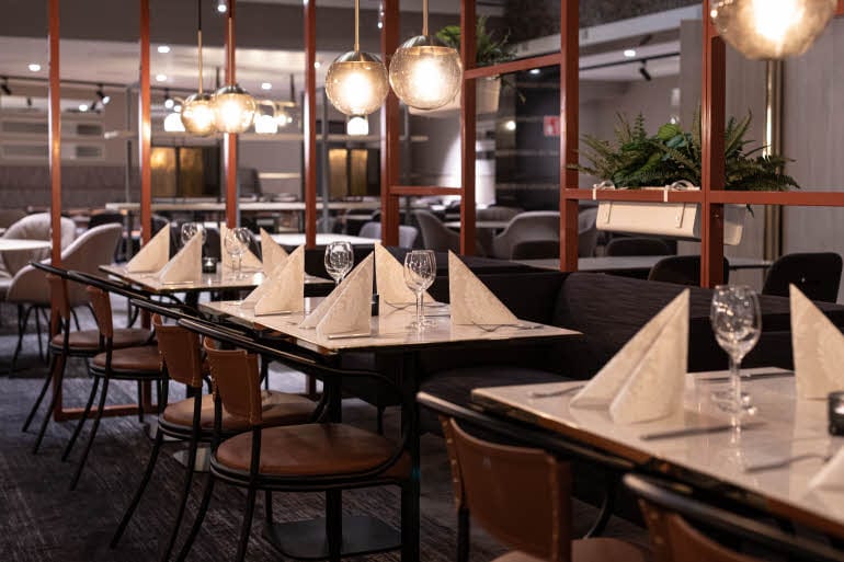 restaurant area at scandic rovaniemi city in finland