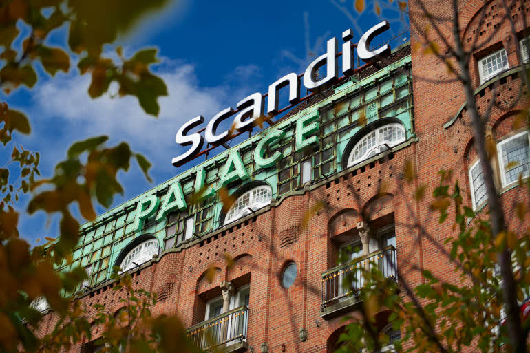 Facede of  Scandic Palace Hotel in Copenhagen