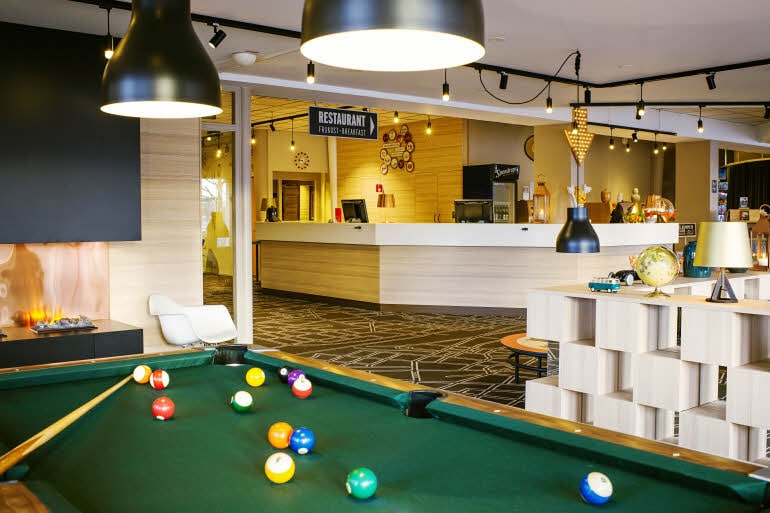 Scandic Uppsala Nord, reception, lobby, pool table