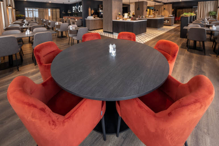 round table at restaurant at scandic harstad in norway
