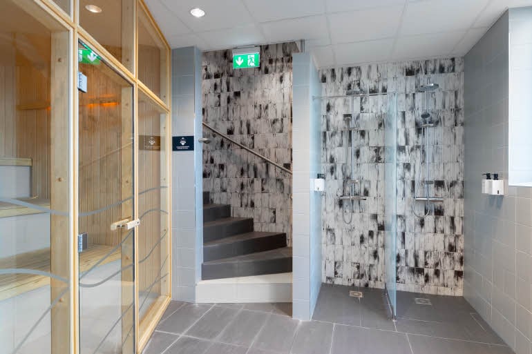 sauna and showers at scandic Europa